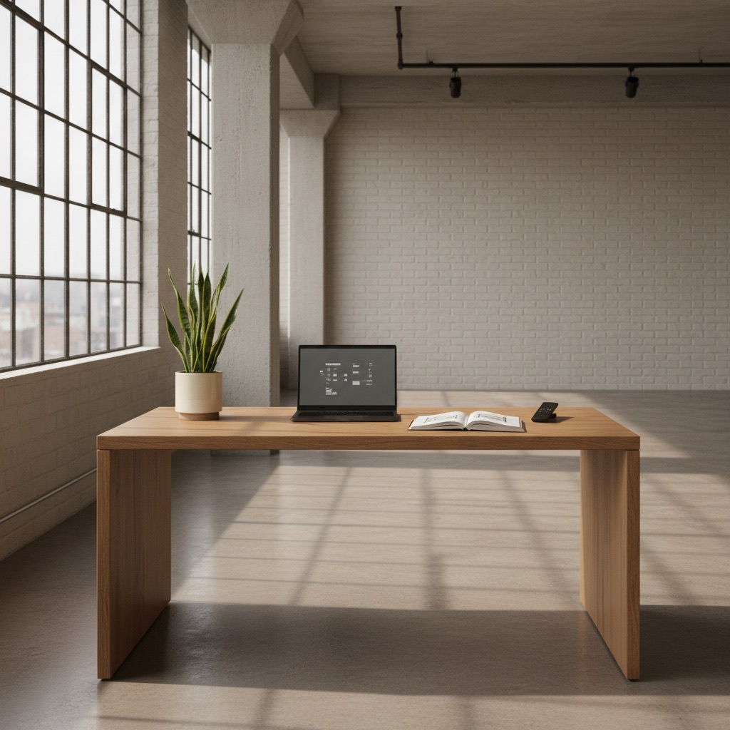 Arbeitsplatz für technische Beratung mit Laptop und Plänen